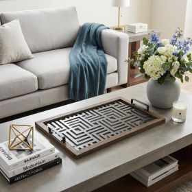 Grey Metal Glasss Top With Maze Like Pattern Tray