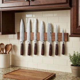 Black And Brown Wood Seven Piece Cutlery Set