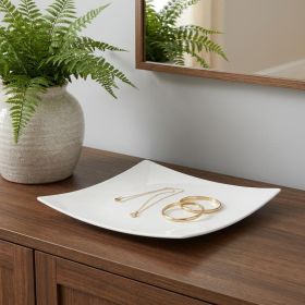 13" White Square Bone China Platter
