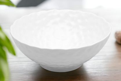 White 9.5" Pebbled Porcelain Large Round Serve Bowl