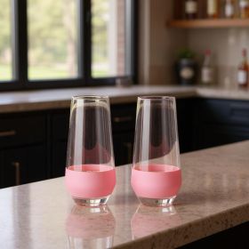 Set of Two Blush Plastic Angular Shape Stemless White Wine Glass