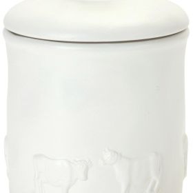 Set of Two White Ceramic Storage Canisters