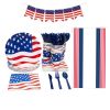 Party Supplies Dinnerware Set for July 4th Decorations; Patriotic Party; independence day Party Decoration include Plates;  Napkins;  Cups;  Tablewar