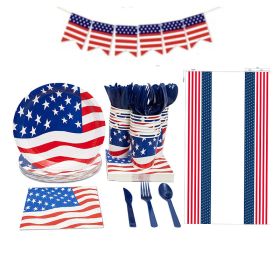 Party Supplies Dinnerware Set for July 4th Decorations; Patriotic Party; independence day Party Decoration include Plates;  Napkins;  Cups;  Tablewar