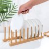 1pc Bamboo Dish Plate Bowl Drainer Storage; Cup Book Pot Lid Cutting Board Drying Rack; Stand Drainer Storage Holder Organizer Kitchen Cabinet; Keep