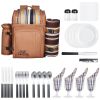 Picnic Backpack, Beach Picnic Backpack Bag for 4 Person with Insulated Cooler Compartment, Detachable Bottle/Wine Holder, Lightweight Blanket, Plates
