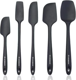 Premium 600°F Heat Resistant 5 Piece Silicone Spatula Set for Baking, Cooking, Mixing - Non-Stick with High Grade S-Iron Steel Core - One Piece Seaml