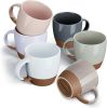 Morandi Color Ceramic Coffee Mugs Set of 6 (Large),18 oz Coffee Cups with Handle, Latte Mug, Big Mug for Women, Men, Great for Tea Hot Chocolate, Mic