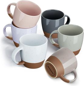 Morandi Color Ceramic Coffee Mugs Set of 6 (Large),18 oz Coffee Cups with Handle, Latte Mug, Big Mug for Women, Men, Great for Tea Hot Chocolate, Mic