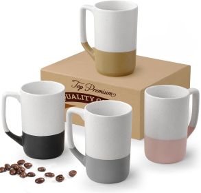 Large Ceramic Coffee Mug Set of 4, 16 oz Tea Cups with Handle, Porcelain Mug for Latte, Hot Tea, Cappuccino, Milk, Cocoa, Microwave & Dishwasher Safe