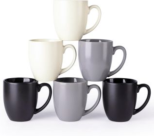 16oz Coffee Mugs Set of 6, Large Ceramic Coffee Mugs for Man, Woman, Dad, Mom, Modern Coffee Mugs Set with handle for Tea/Latte/Cappuccino/Cocoa. Dis
