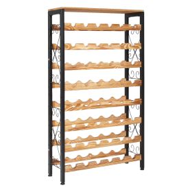 48 Bottle Wine Rack,8-Tier Wine Bottle Holder,Freestanding Floor Display Wine Storage Shelves with Wood Table Top,For Kitchen Pantry, Cellar, Bar, Di
