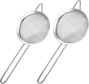 2 Pack Fine Mesh Strainer, Small Stainless Steel Sieves with Handles, for Steeping Loose Leaf Tea, Straining Cocktail, Juice and Sifting Flour, Powde