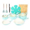HAWOK Kitchen Ceramic Non-stick coating Induction Cookware Sets - 15 Piece pressed Aluminum Pots and Frying Sauce Pans Set with BAKELITE Handles and