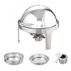 Roll Top Chafing Dish Buffet Set, 6 Qt 2 Pack, Stainless Steel Chafer with 2 Full Size Pans, Round Catering Warmer Server with Lid Water Pan Stand Fu