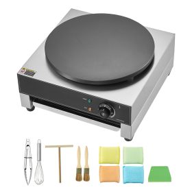 Electric Crepe Maker, 16-Inch Commercial Crepe Machine, 1700W Flat Plate Crepe Griddle, Nonstick Stainless Steel Pancake Making Machine, Desktop Circ