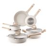 17 Piece Pots and Pans Set, Granite Nonstick Cookware Set, Induction Cookwares, Kitchen RV Cooking Sets with Frying, Sauce, Saute, Tempered Glass Lid
