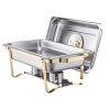 Chafing Dish Buffet Set, 8 Qt 4 Pack, Stainless Steel Chafer with 4 Full Size Pans, Rectangle Catering Warmer Server with Glass Lid Water Pan Folding