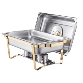 Chafing Dish Buffet Set, 8 Qt 4 Pack, Stainless Steel Chafer with 4 Full Size Pans, Rectangle Catering Warmer Server with Glass Lid Water Pan Folding