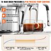 Espresso Machine with Grinder, 15 Bar Semi-Automatic Espresso Coffee Maker with Milk Frother Steam Wand, Removable Water Tank & Pressure Gauge for Ca