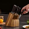 Kitchen Knife Set with Block and Sharpener, 15 Piece High Carbon Stainless Steel Knife Set, Rust-Resistant Kitchen Cutlery with Ergonomic Handle, Sha