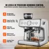 Espresso Machine with Grinder, 15 Bar Semi-Automatic Espresso Coffee Maker with Milk Frother Steam Wand, Removable Water Tank & Pressure Gauge for Ca