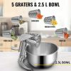 Rotary Cheese Grater, Zinc Alloy Rotary Vegetable Mandoline, Manual Cheese Mandoline with 5 Stainless Steel Cutting Cones, Manual Vegetable Grater wi