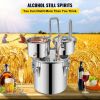 Alcohol Still, 5 Gallon, Stainless Steel Alcohol Distiller with Copper Tube & Build-in Thermometer & Water Pump, Double Thumper Keg Home Brewing Kit,