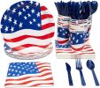Party Supplies Dinnerware Set for July 4th Decorations; Patriotic Party; independence day Party Decoration include Plates;  Napkins;  Cups;  Tablewar