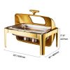 Roll Top Chafing Dish Buffet Complete Set, 9Qt Stainless Steel Chafer with Full Size Pan, Rectangle Catering Warmer Server with Visible Lid Water Pan