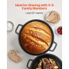 Cast Iron Dutch Oven, 2-in-1 Pre-Seasoned Pot with Skillet Lid, 5QT Cookware Pan with Proofing Basket, Bread Baking Accessories, Bread-Oven Compatibl