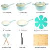 HAWOK Kitchen Ceramic Non-stick coating Induction Cookware Sets - 15 Piece pressed Aluminum Pots and Frying Sauce Pans Set with BAKELITE Handles and