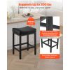 Bar Stool Set of 2, PU Leather Counter Height Stools, 25 inch Barstool with Saddle-Seat and Metal Legs, Easy Assembly Backless Bar Chair, Island Bars