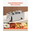 Electric Soup Warmer, Two 6.34QT Stainless Steel Round Pot with 86~185 Fahrenheit Adjustable Temp, 1200W Commercial Bain Marie Compatible with Pans,