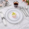175 Piece Silver Plastic Dinnerware Set for 25 Guests, Fancy Disposable Plates for Party, Include: 25 Dinner Plates, 25 Dessert Plates, 25 Pre Rolled