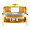 Roll Top Chafing Dish Buffet Complete Set, 9Qt Stainless Steel Chafer with Full Size Pan, Rectangle Catering Warmer Server with Visible Lid Water Pan