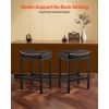 Bar Stool Set of 2, PU Leather Counter Height Stools, 25 inch Barstool with Saddle-Seat and Metal Legs, Easy Assembly Backless Bar Chair, Island Bars