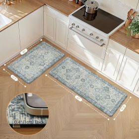 Kitchen Mats for Floor 2PCs, Washable Anti Fatigue Mat for Cushioned, 17.3"x47"+17.3"x30", 0.4 inch, Waterproof Kitchen Rug