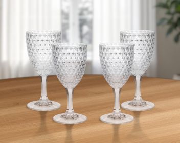Set of Four Acrylic Stemmed All Purpose Wine Glass (Color: Clear)