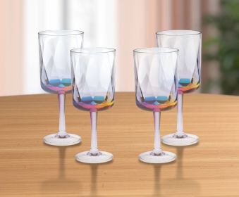 Set of Four Acrylic Stemmed All Purpose Wine Glasses (Color: Rainbow)