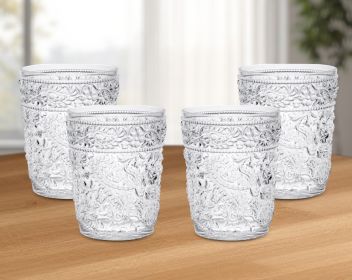 Set of Four Acrylic Stemless Whiskey Glass (Color: Clear)