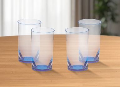 Set of Four Highball Glasses (Color: Clear And Blue)