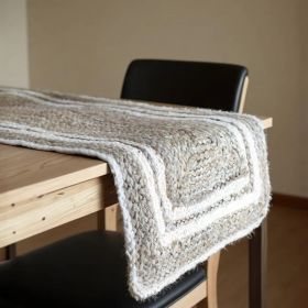 80" Natural Jute Table Runner (Color: Geometric Bordered)