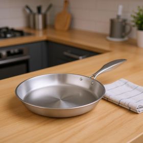 Silver Stainless Steel Frying Pan (size: 8")
