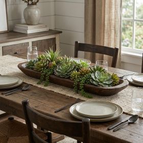 30" Solid Wood Oval Dough Bowl (Color: Brown)