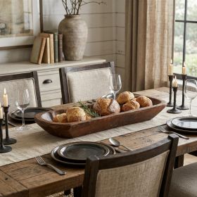 20" Solid Wood Dough Bowl With Handles (Color: Natural)