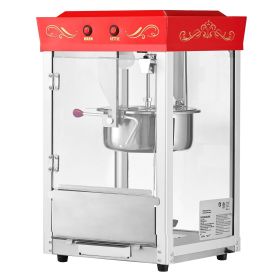 Popcorn Machine, 8oz Stainless Steel Kettle, 800W Commercial Countertop Popcorn Maker, 48 Cups per Batch Theater Style Popper (Color: Red, Rated Power: 850 W)