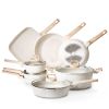19 Piece Pots and Pans Set, Granite Nonstick Cookware Set, Induction Cookwares, Kitchen RV Cooking Sets with Frying, Sauce, Saute, Tempered Glass Lid