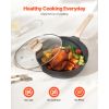 17 Piece Pots and Pans Set Nonstick, Granite Cookware Set, Induction Cookwares, Kitchen RV Cooking Sets with Frying, Sauce, Saute, Tempered Glass Lid