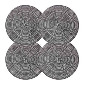 4 Pcs Woven Ramie Placemats Round Placemat Kitchen Accessories Home Decoration Table Mats Teapot Mats 7 inch (Color: Grey)